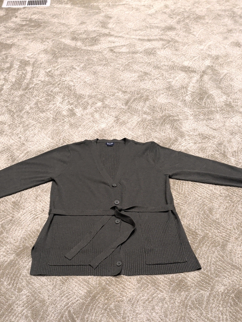 Splendid Olive Green Belted V‑Neck Cardigan